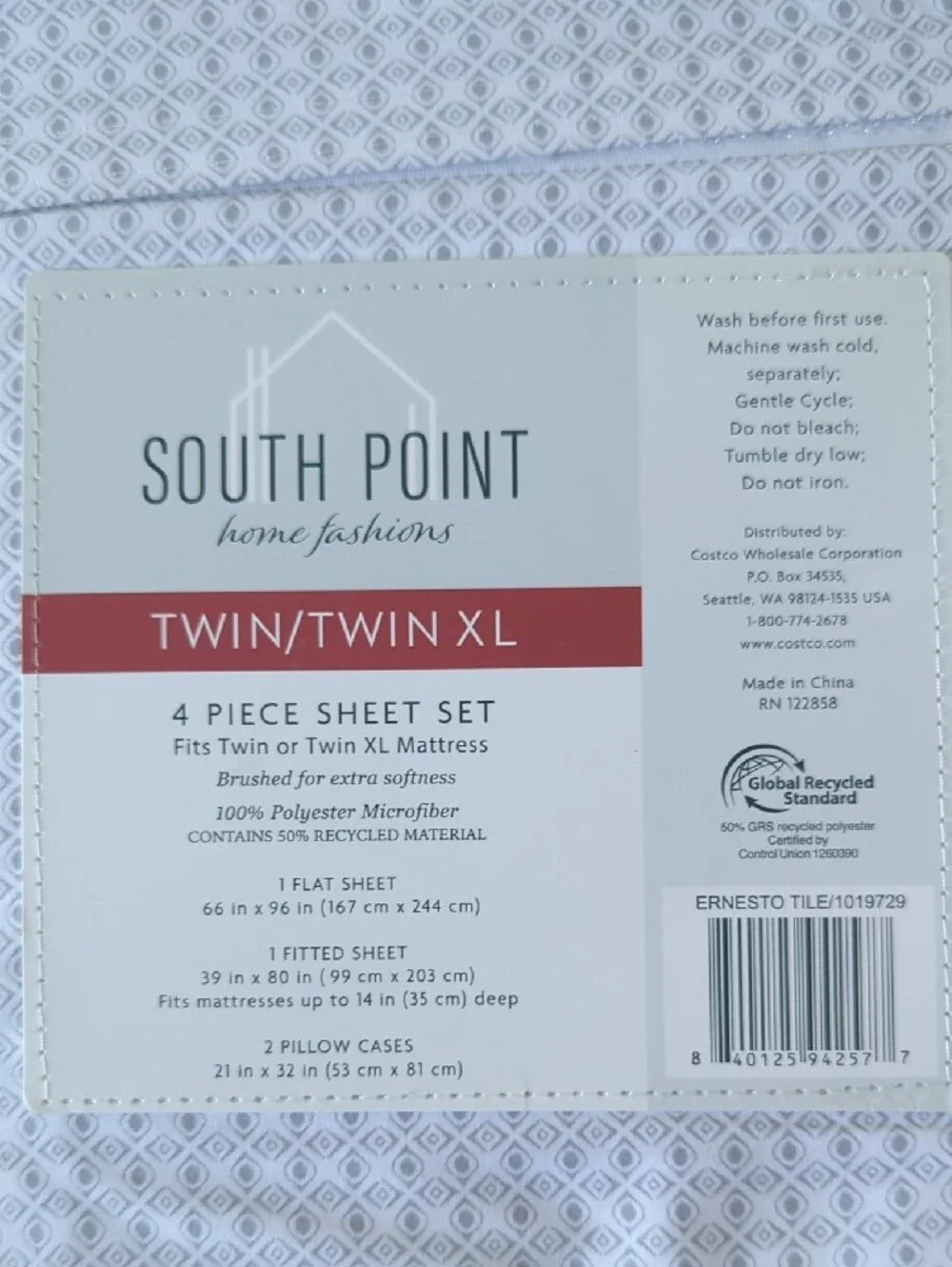 South Point Twin/Twin XL 4-Piece Sheet Set - Ernesto Tile
